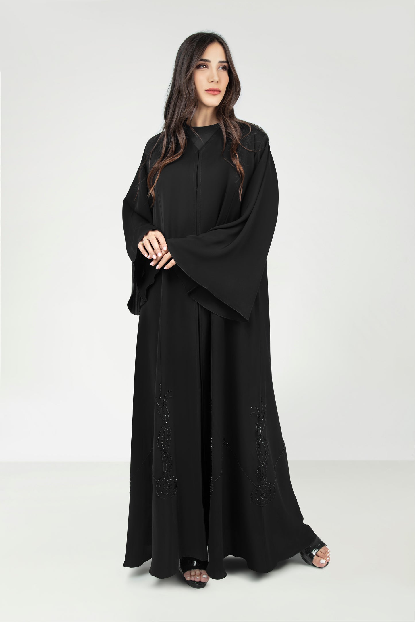 Abaya Black In Beads Detail