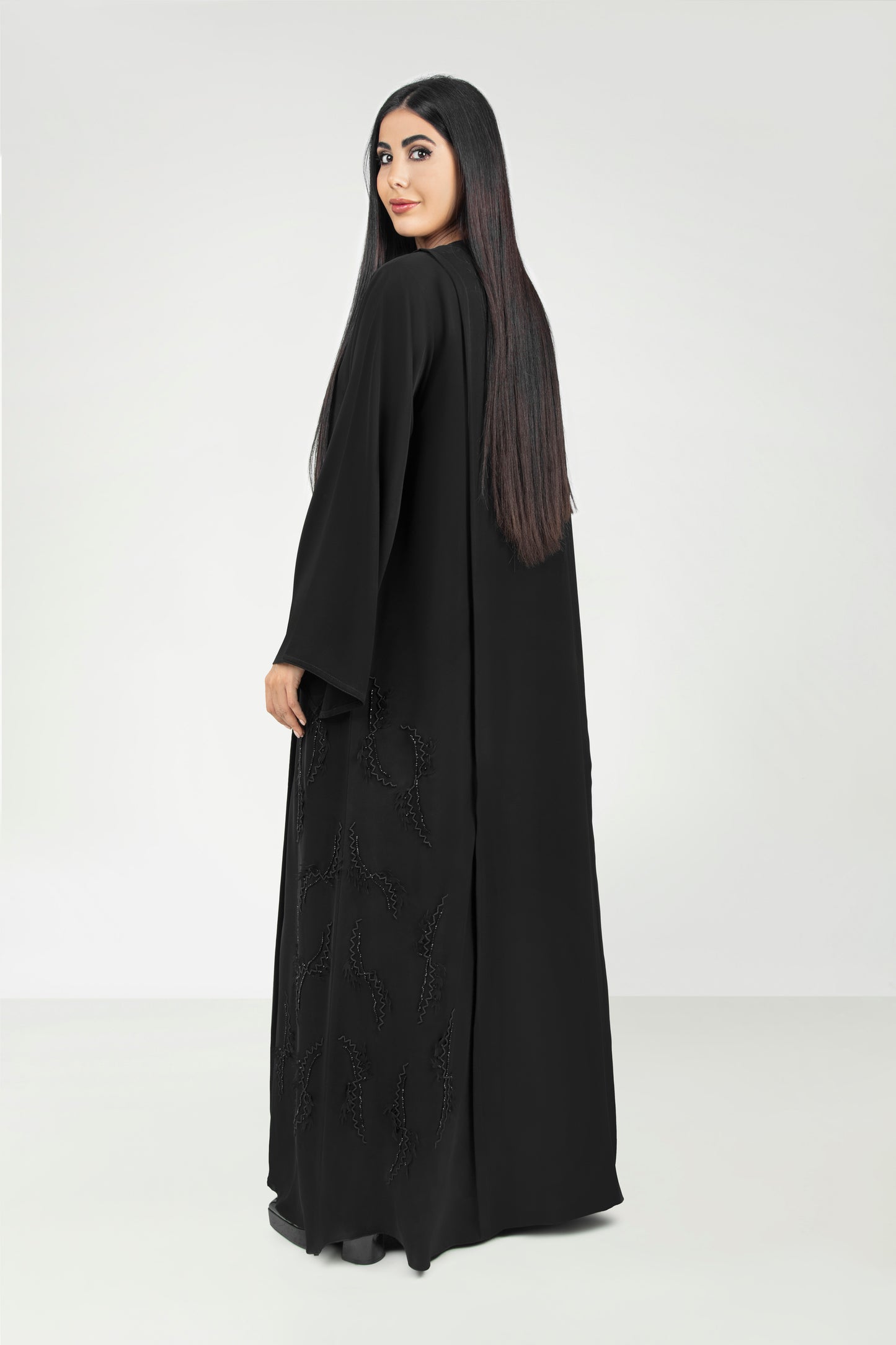 Beads Design Black Modest Abaya