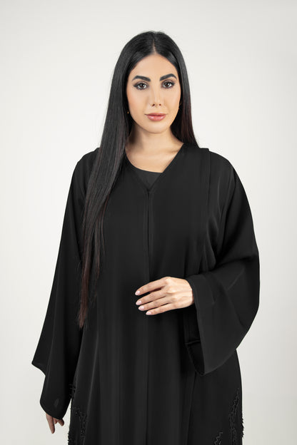 Beads Design Black Modest Abaya