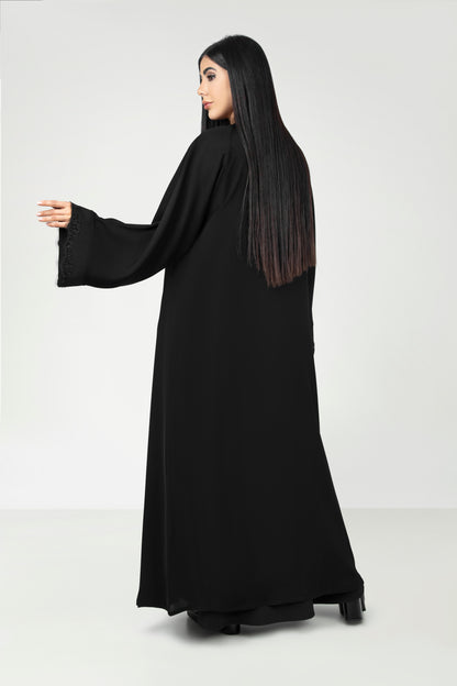 Abaya Black With Lace Design Detail