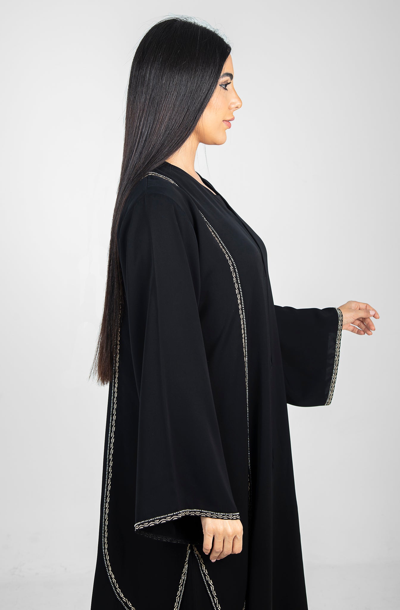 Black Abaya With Crystal Design