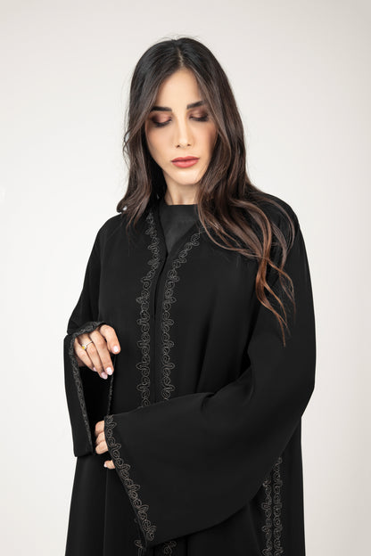 Embroidered Abaya Black With Crystals