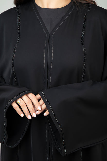 Beaded Detail Black Abaya