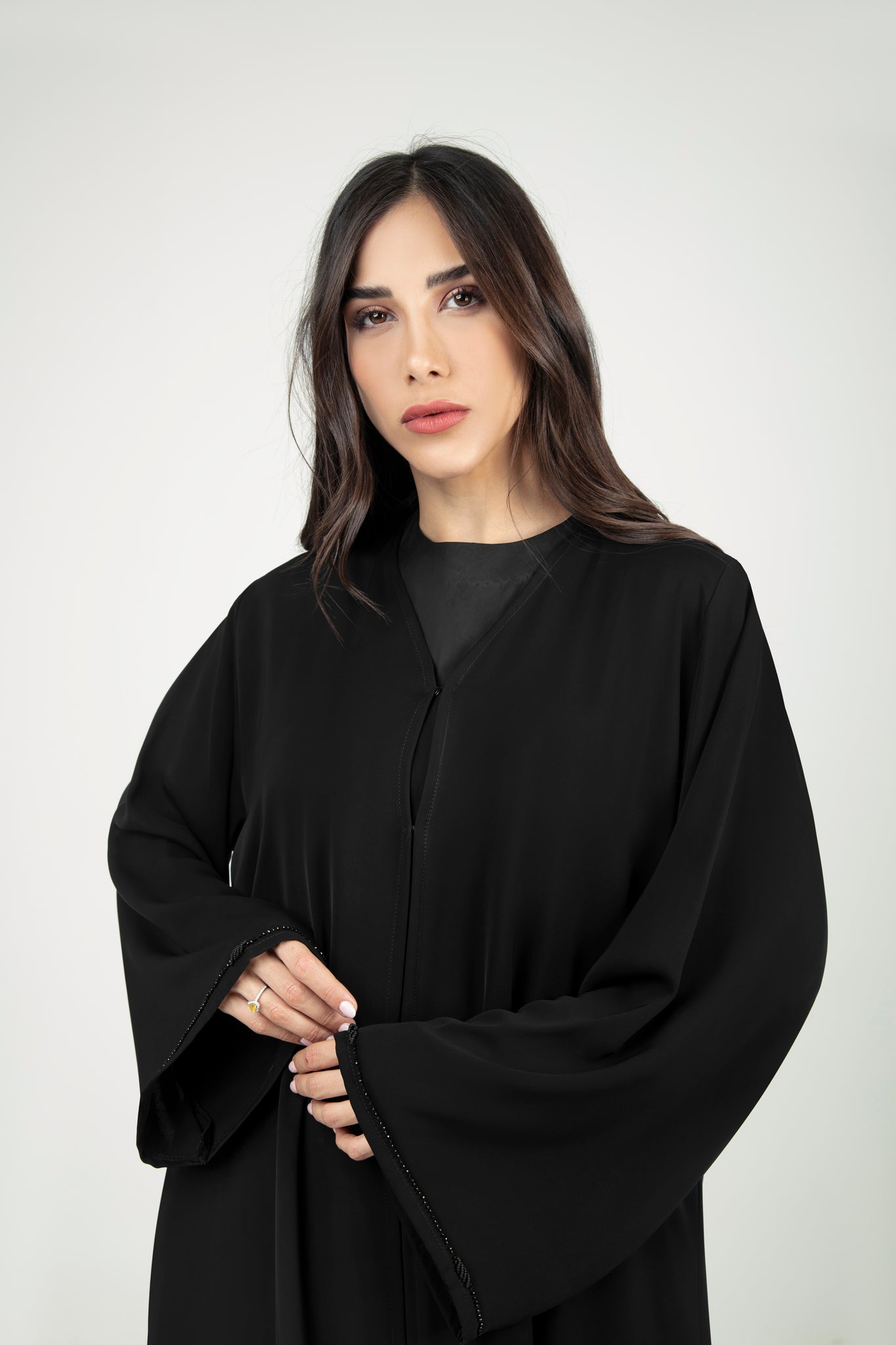 Black Abaya With Bead Details