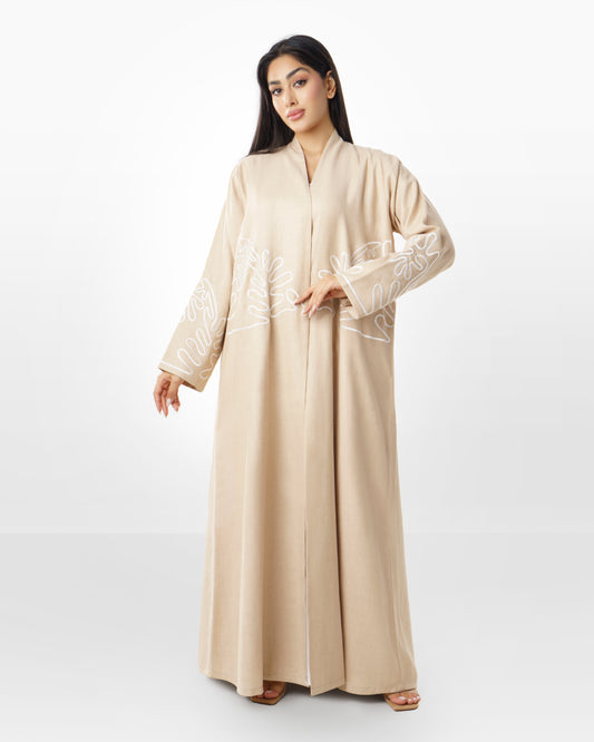 Embroidered Design Linen Abaya