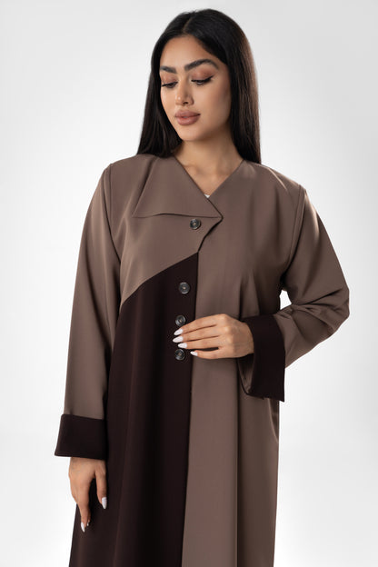Modern Two-Tone Buttoned Front Abaya