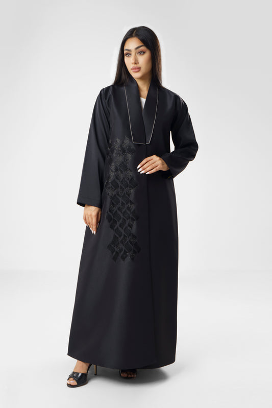 Sophisticated Black Abaya With Embroidery Design