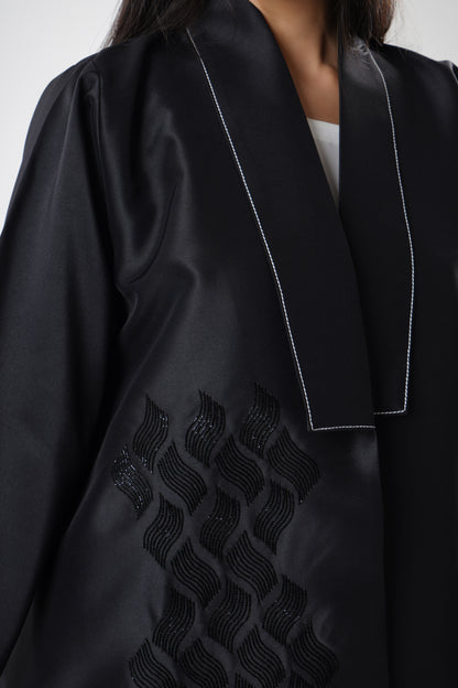 Sophisticated Black Abaya With Embroidery Design