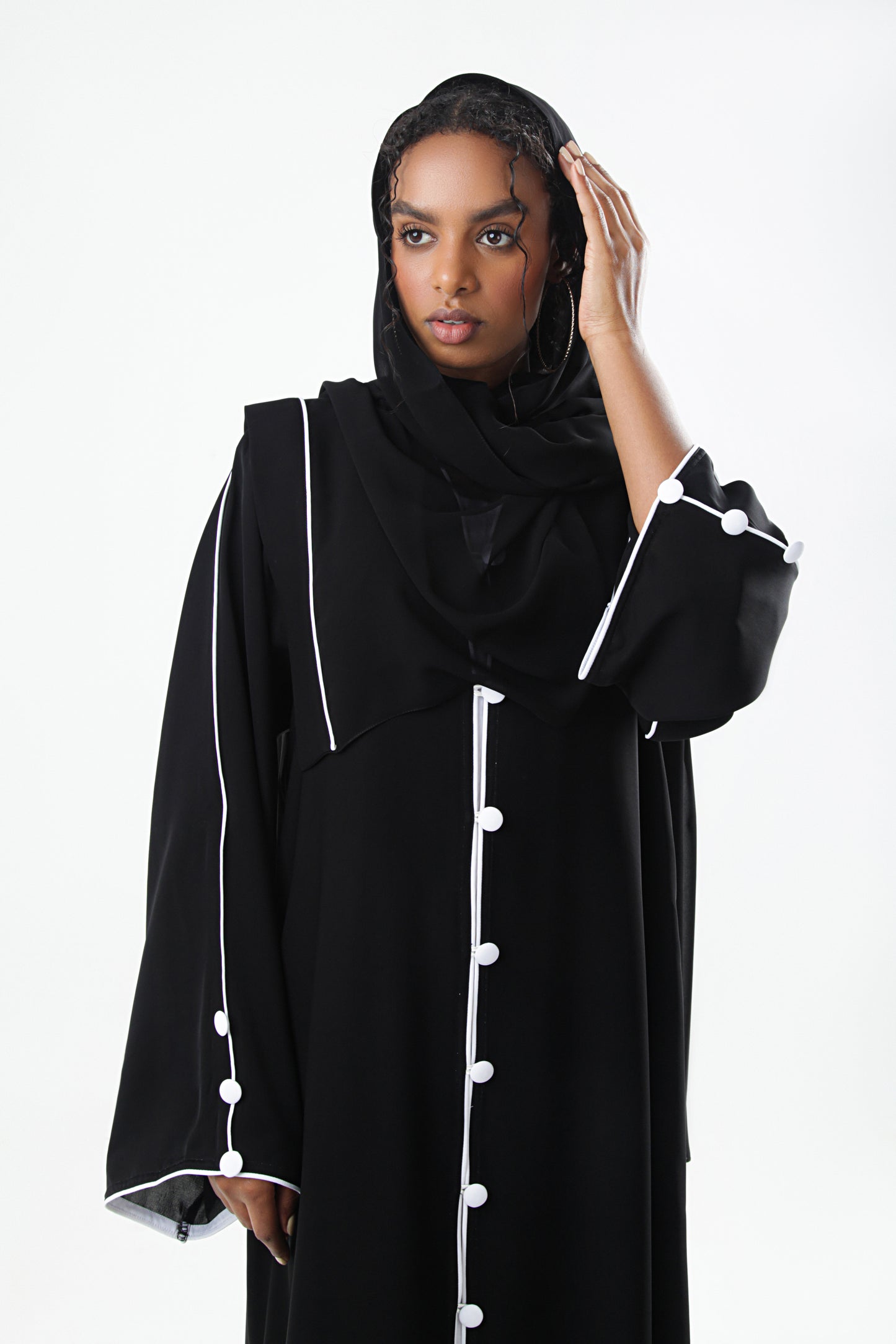 Black Abaya Design With Buttons