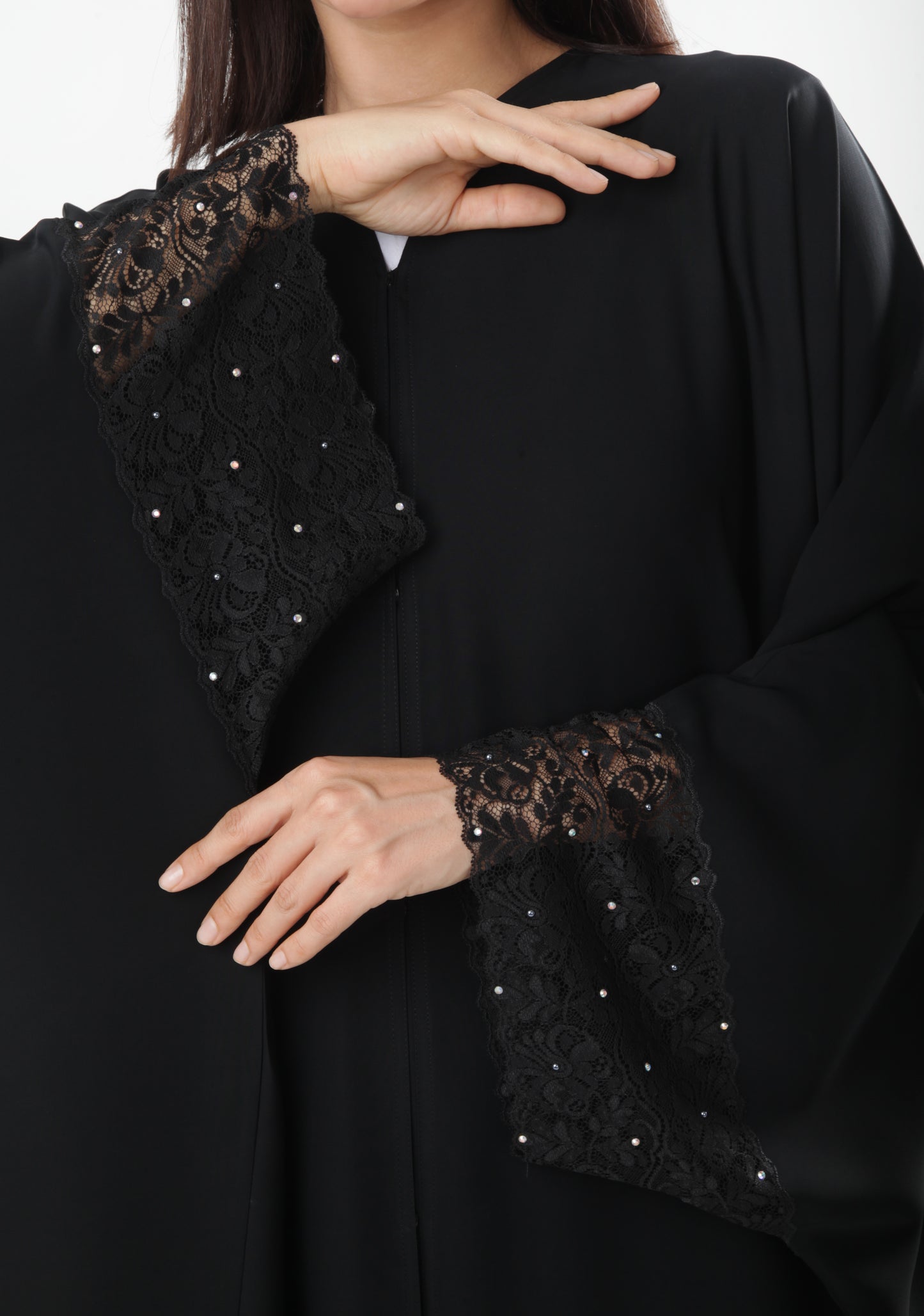 Modest Abaya Black Design With Lace Details