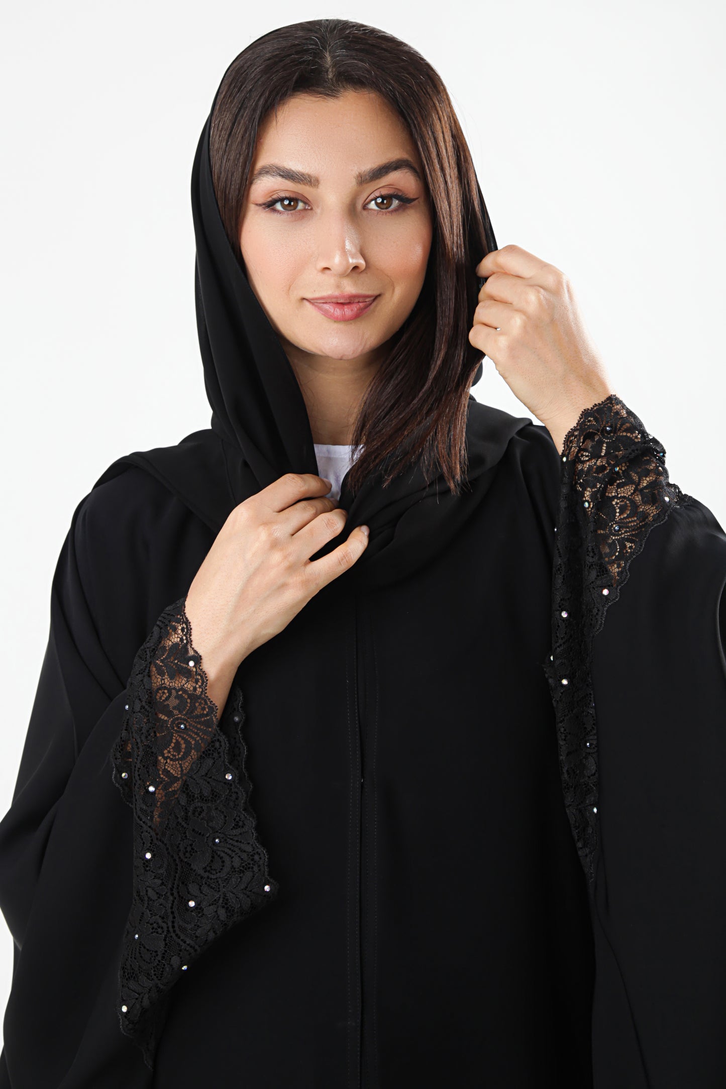 Modest Abaya Black Design With Lace Details