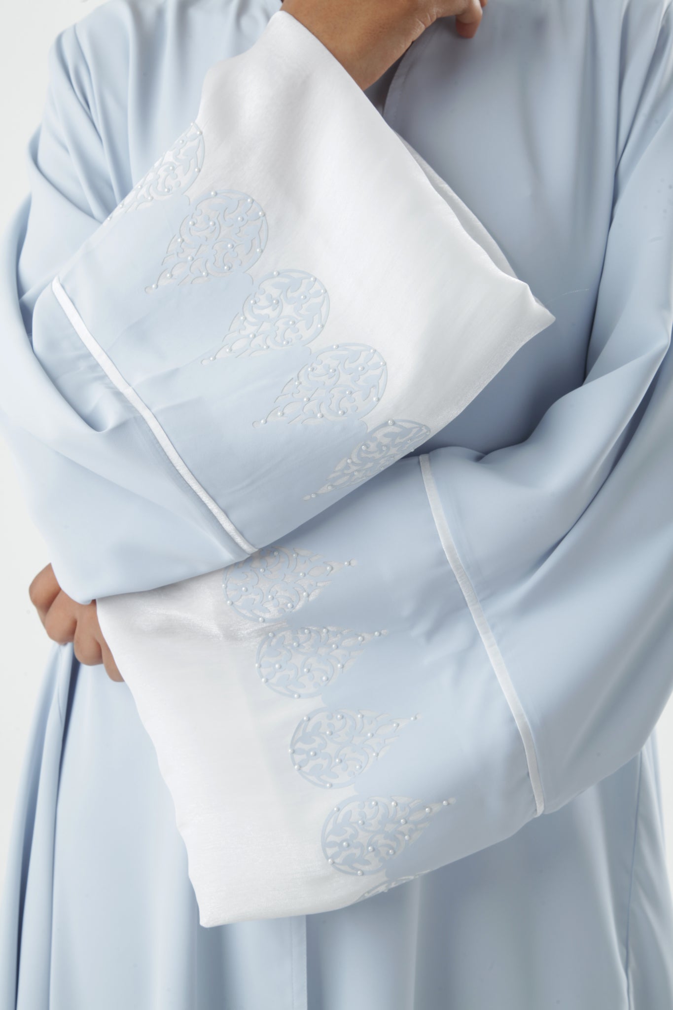Sky Blue Color Abaya With Sleeves Design