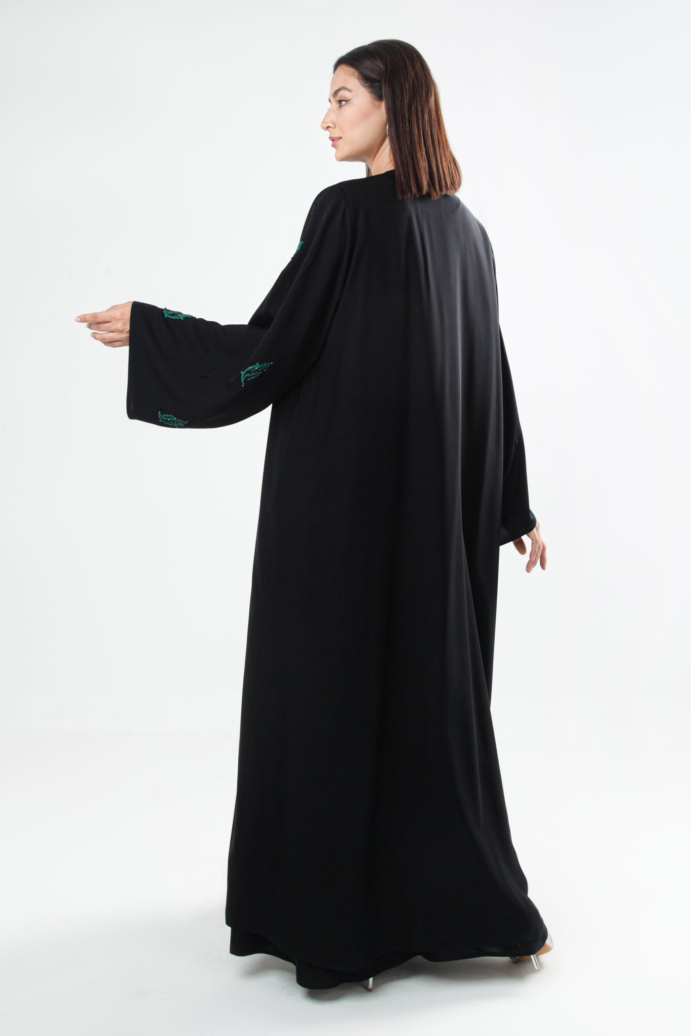 Black Design Abaya With Crystal Elements