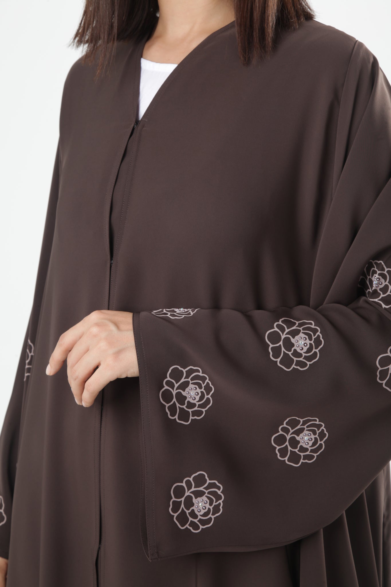 Pearl Design Brown Abaya