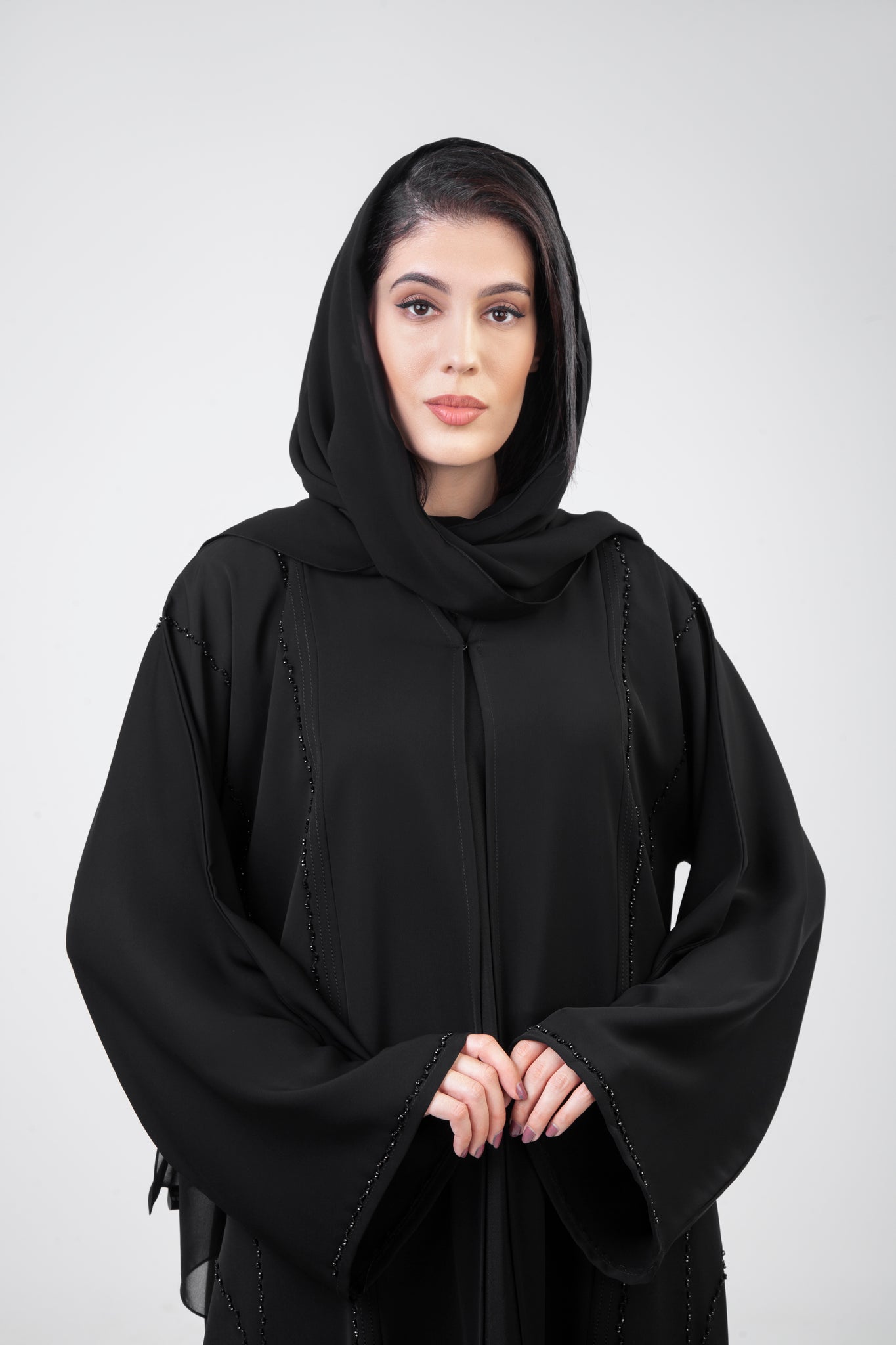 Bead Embellished Black Abaya