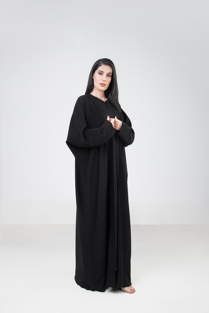 Black Cut Abaya With Sleeves Design
