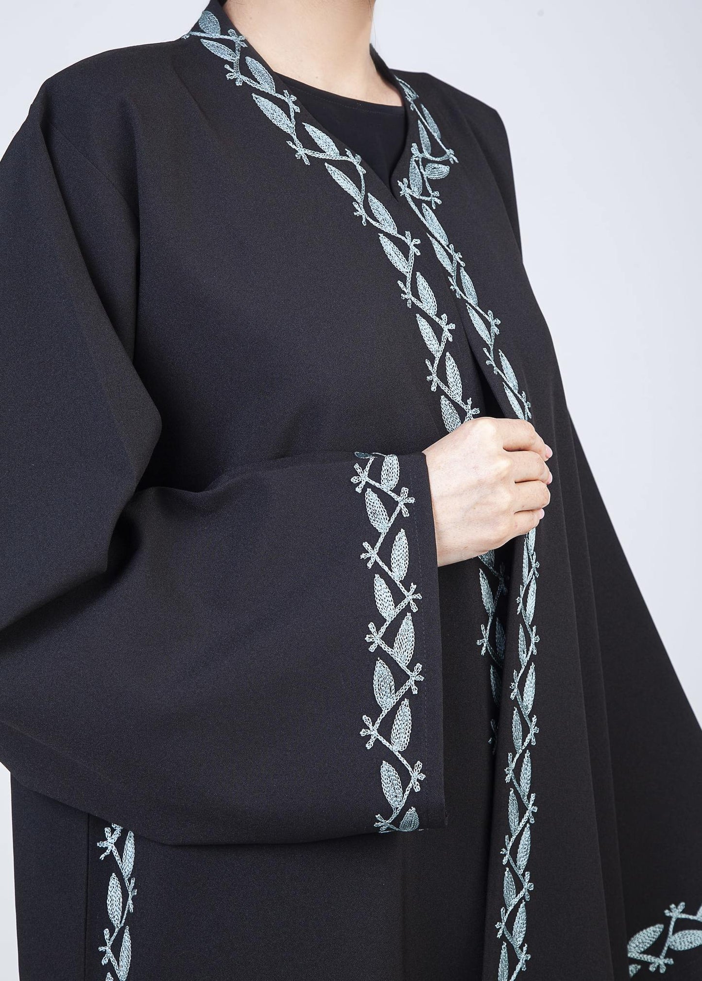 Embroidered Abaya Design in Front And Sleeves