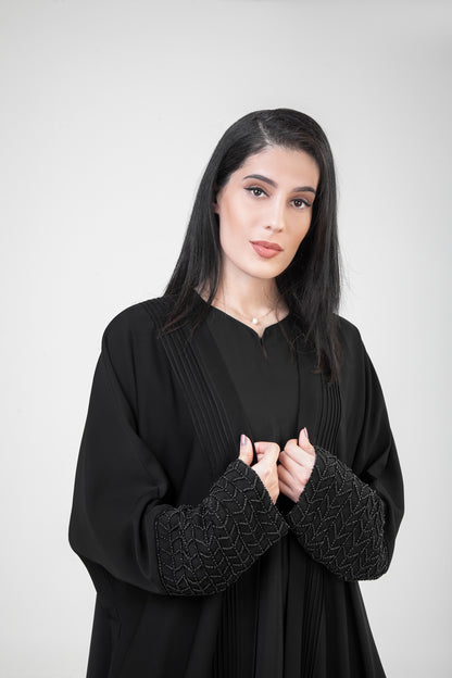Black Cut Abaya With Sleeves Design