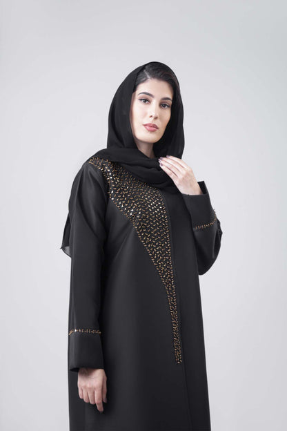 Classic Abaya With Metallic Panel Design