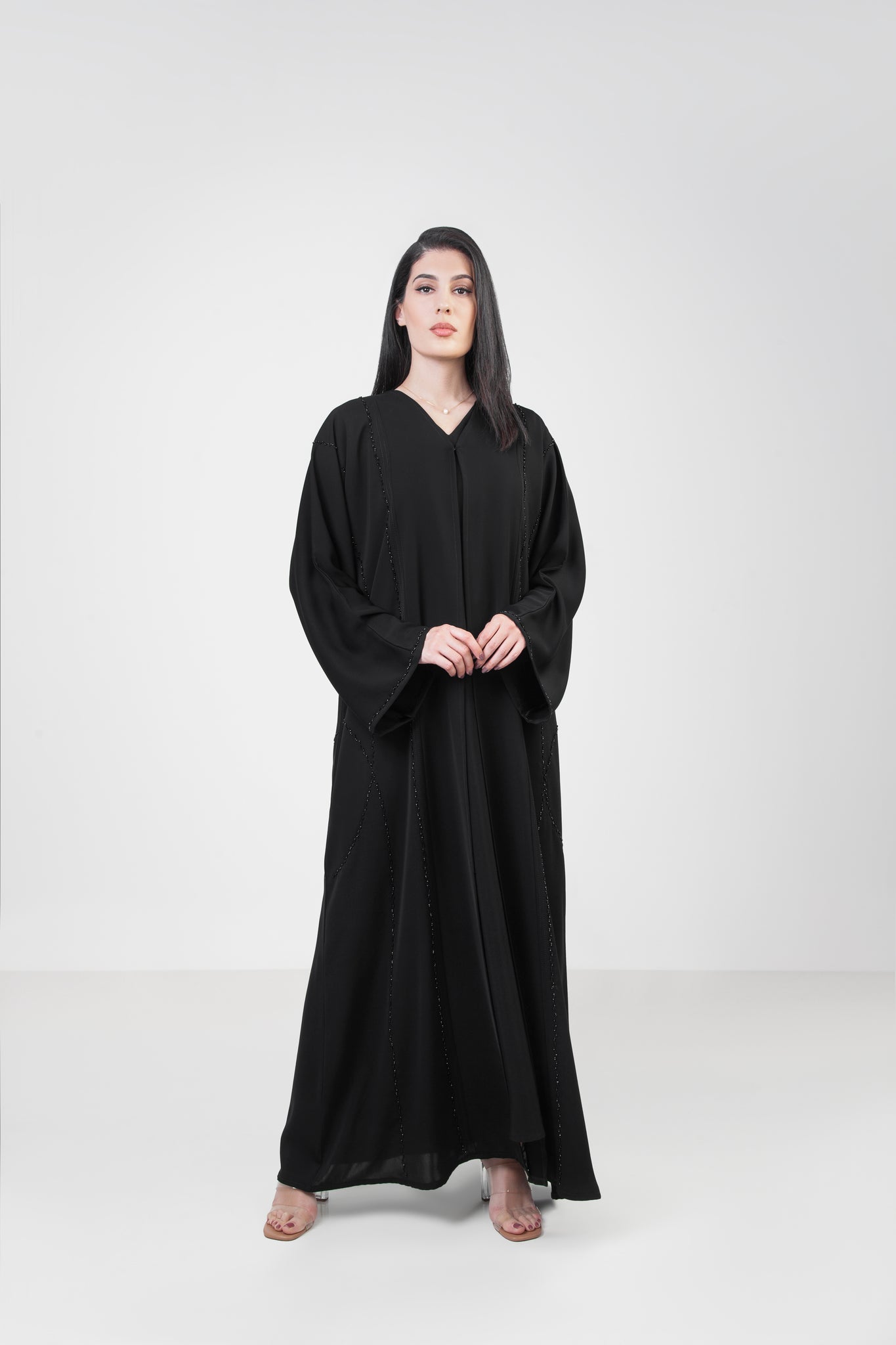 Bead Embellished Black Abaya