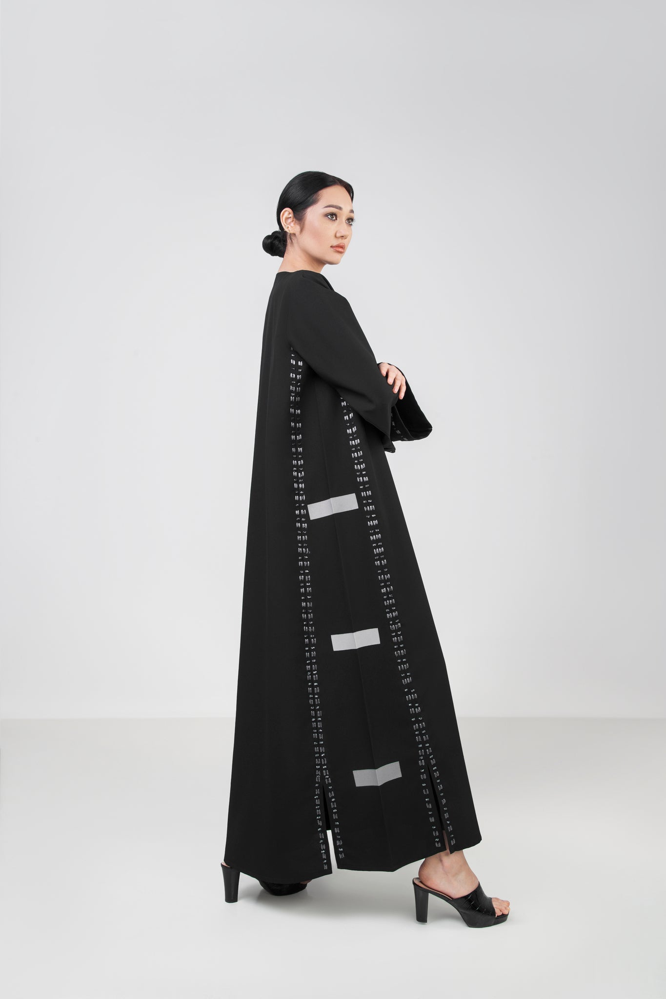 Oversized Black Abaya With Sided Design