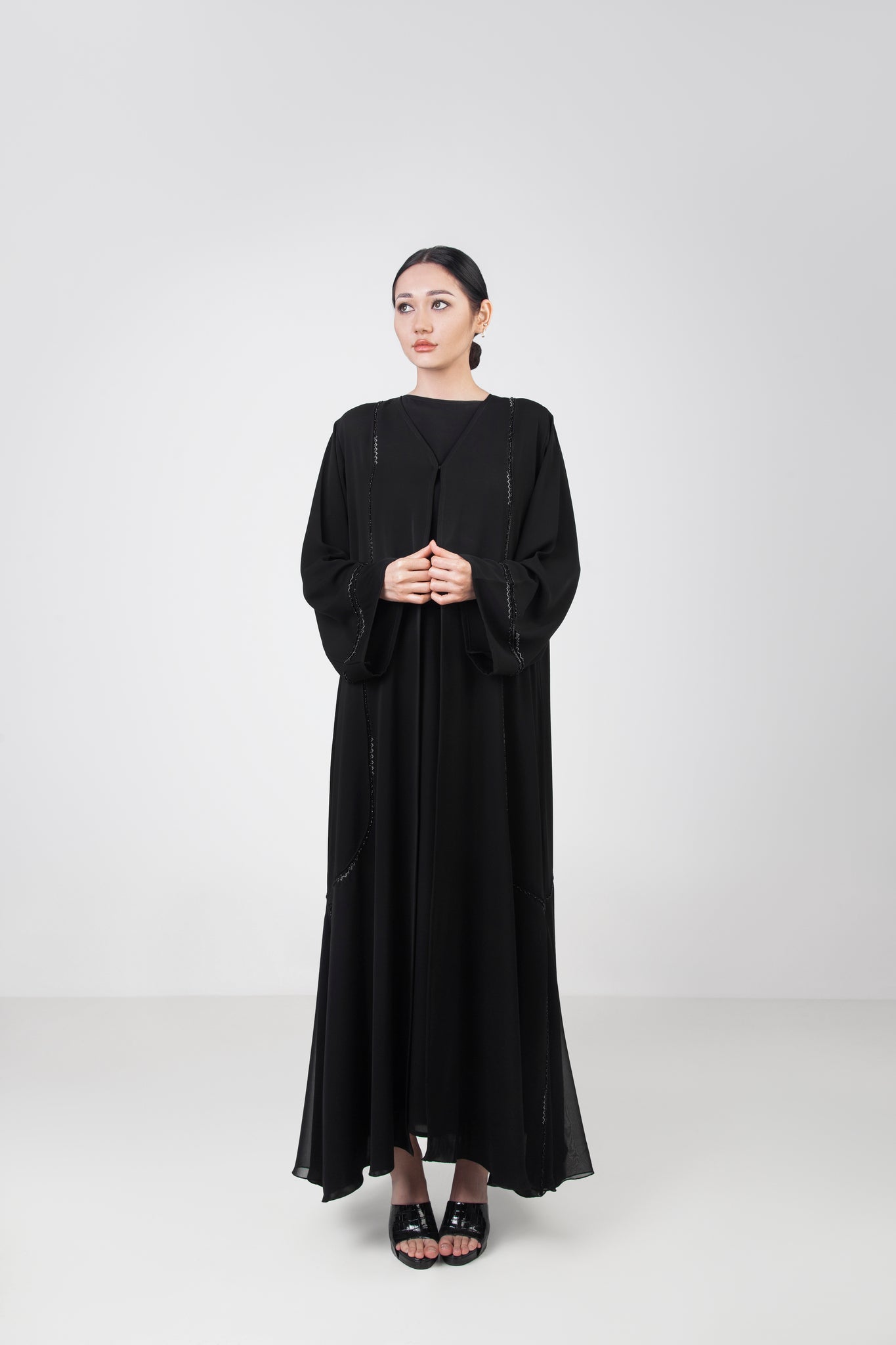 Open Black Classic Abaya Modest Design