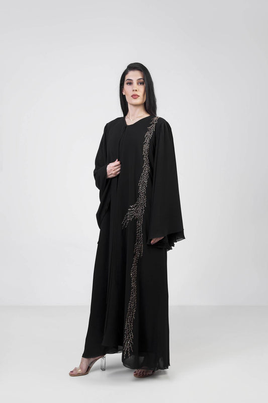 Geometric Beads Design Abaya With Long Sleeves