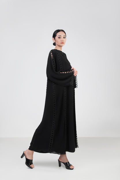 Lace Design Black Modest Abaya