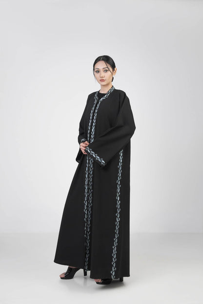 Embroidered Abaya Design in Front And Sleeves