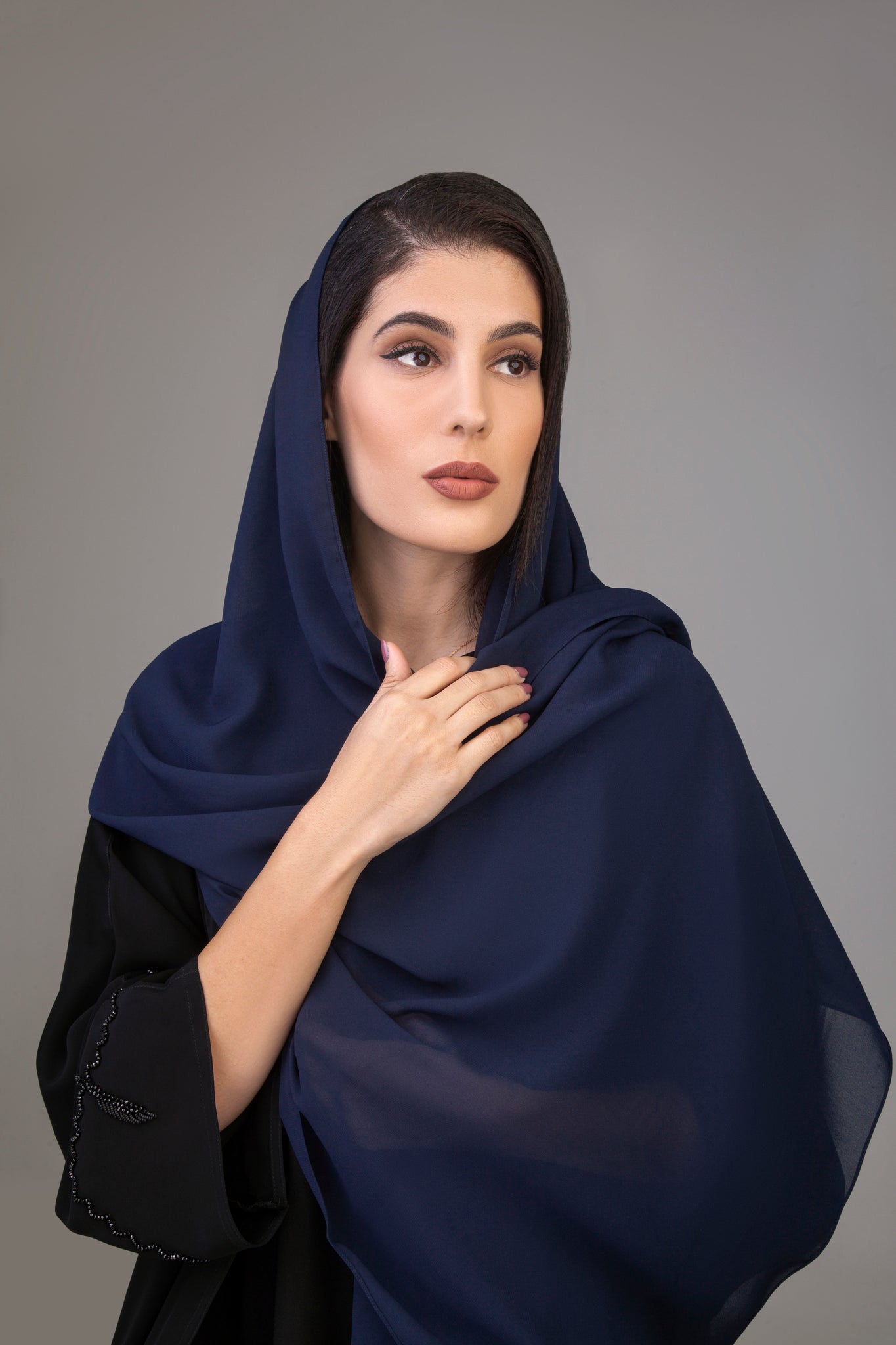 Navy Blue Chiffon Sheila Hijab