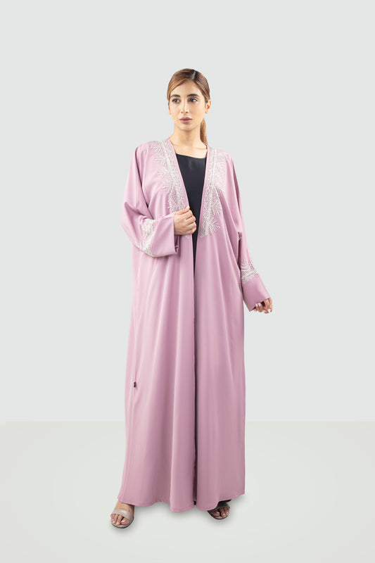 Embroidered Abaya In Pink