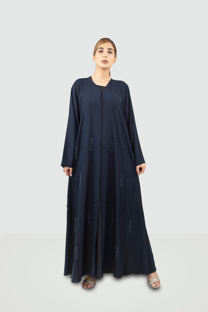 A-Line Navy Blue Abaya With Bead Details