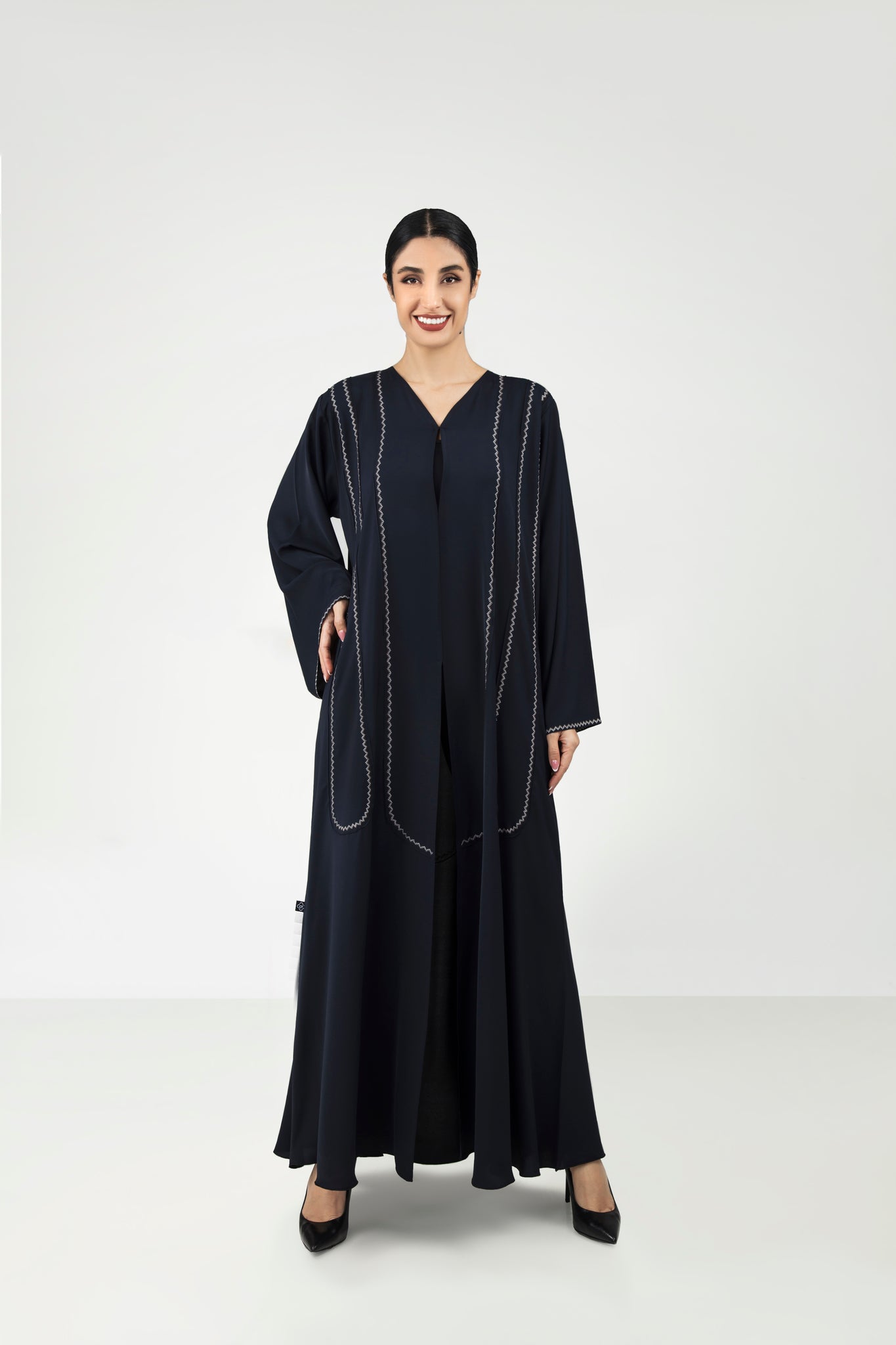 Abaya Embroidery Design In Navy Blue Color