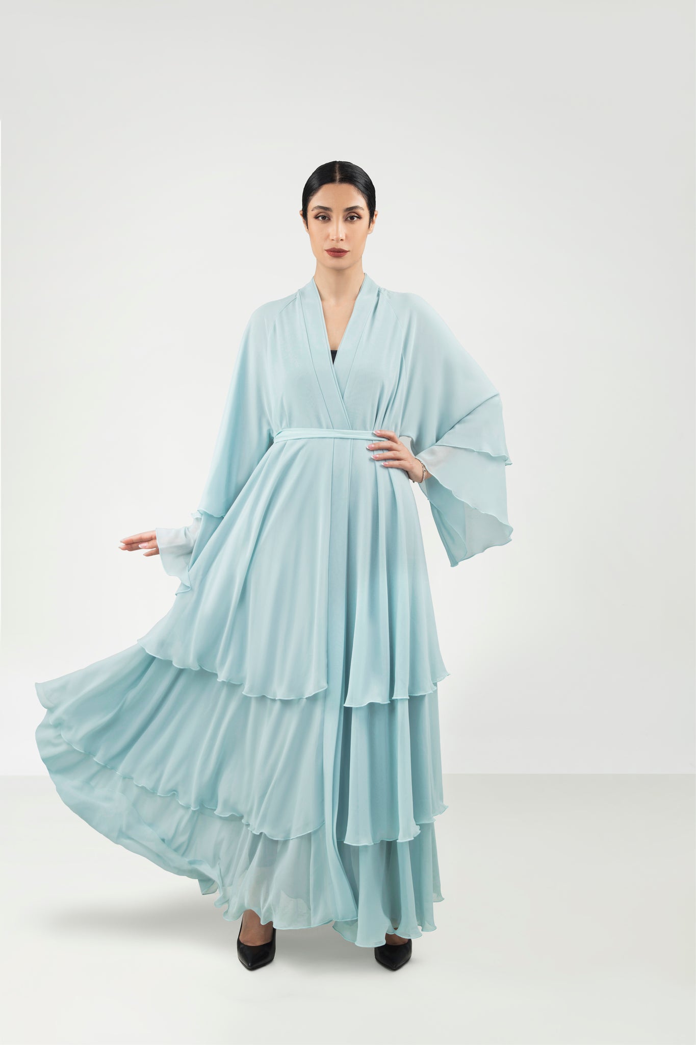 Layered Chiffon Color Abaya