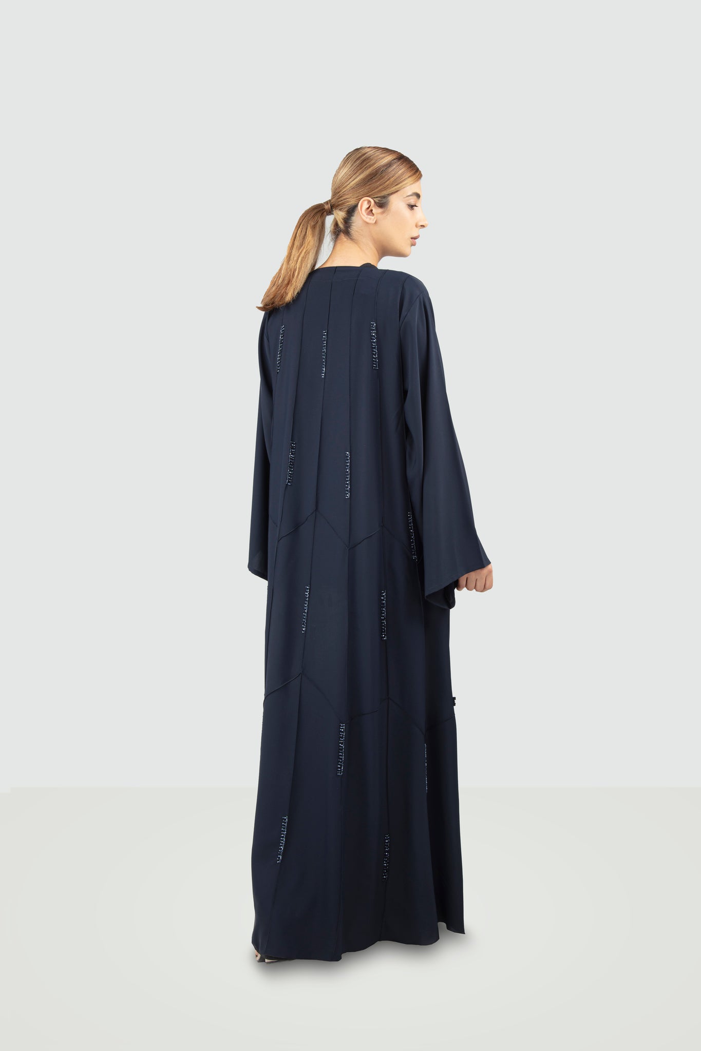 A-Line Navy Blue Abaya With Bead Details