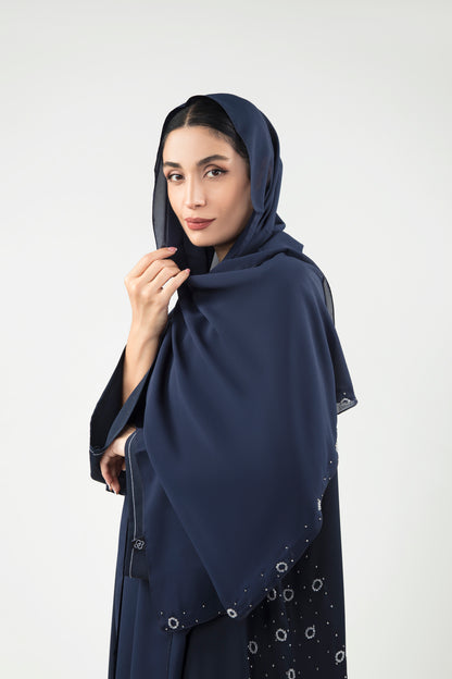 Navy Blue Abaya Design With Bead Embellishment
